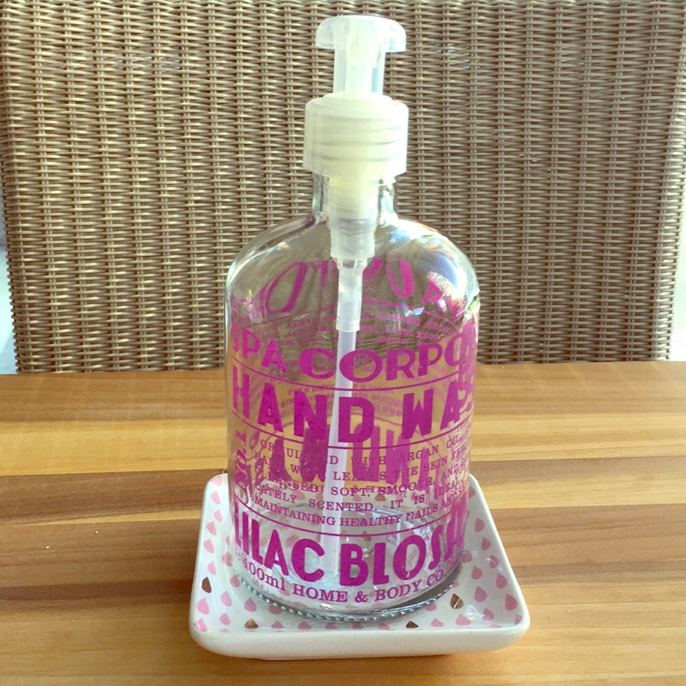 Spa Corporel Vintage Glass Soap Dispenser and Dish